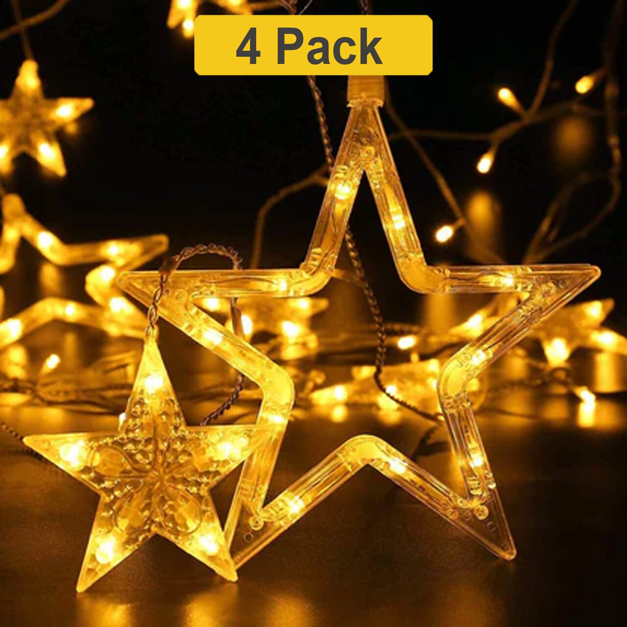 Warm White Star LED Curtain — 138 LEDs, Dreamy Decorative Light